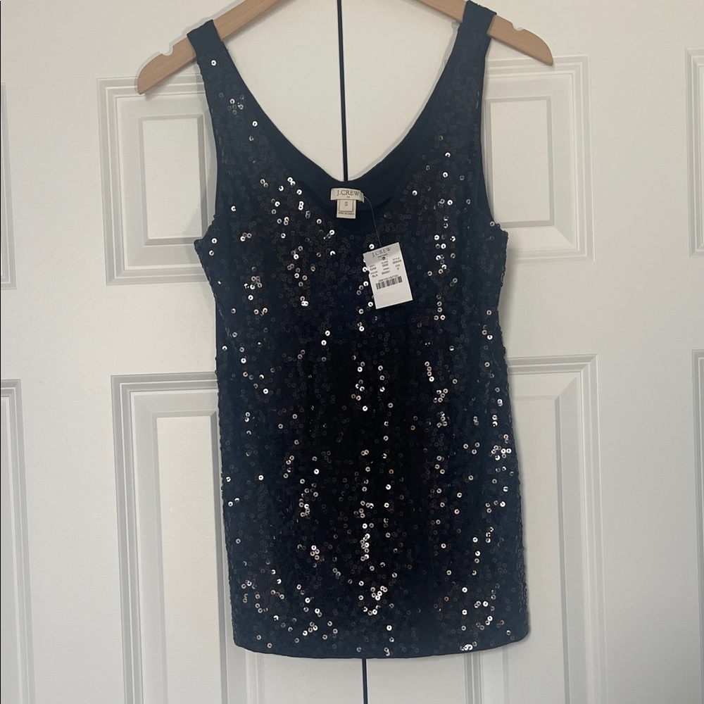 J. Crew Black Sequin Tank Top